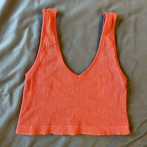 Orange ribbed crop top